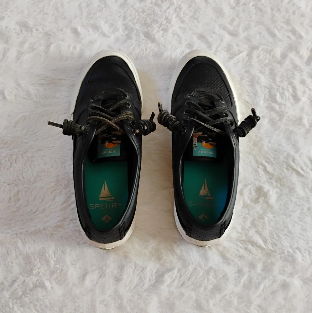 Sperry Top Sider Black Leather Sneakers